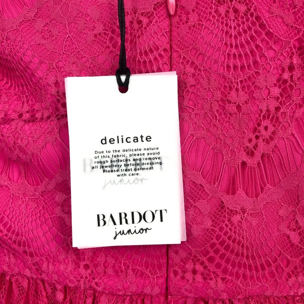 BARDOT Baby Girl Gertrude Lace Dress 12-18 Months Pink Long Sleeve NWT
